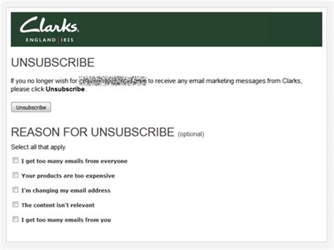 Unsubscribe from an email